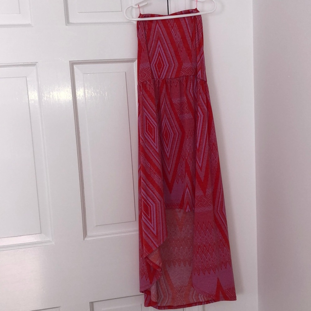 Pink&Red Long Strapless Summer Dress